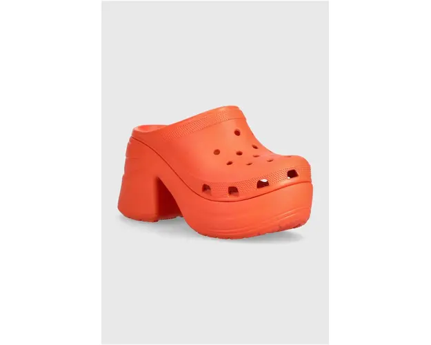 Crocs papuci Siren Clog femei, culoarea portocaliu, cu toc drept, 208547