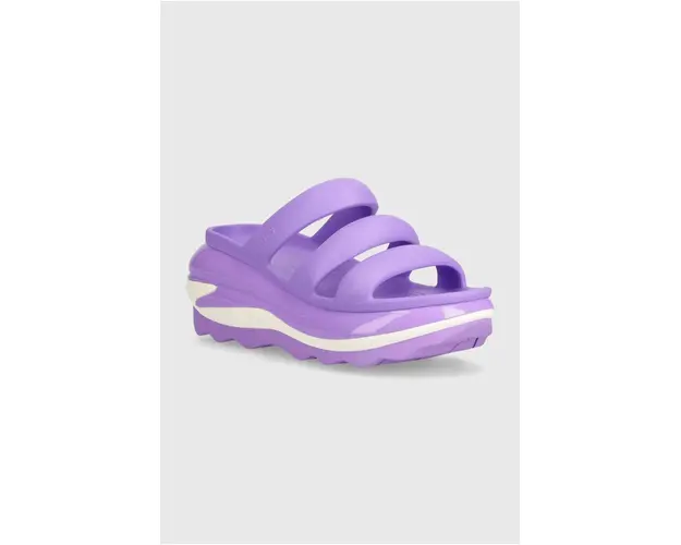 Crocs papuci Mega Crush Triple Strap femei, culoarea violet, cu platforma, 209842