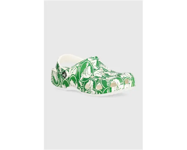 Crocs papuci Classic Duke Print Clog femei, culoarea verde, 210003