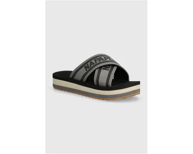 Napapijri papuci STICK femei, culoarea negru, cu platforma, NP0A4I8K.041