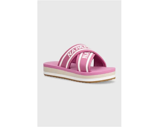 Napapijri papuci STICK femei, culoarea roz, cu platforma, NP0A4I8K.P91