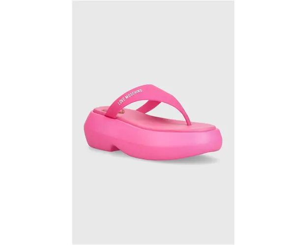 Love Moschino slapi femei, culoarea roz, cu platforma, JA28097I0II39604