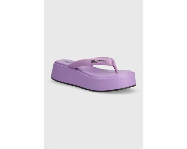 Karl Lagerfeld Jeans slapi WEDGE femei, culoarea violet, cu platforma, KLJ87905
