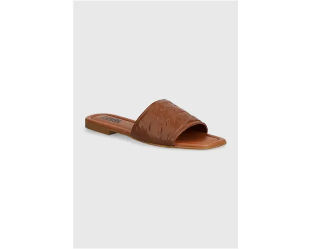 Karl Lagerfeld papuci BRIO femei, culoarea maro, KL85400