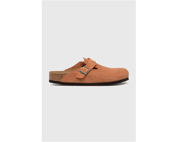 Birkenstock papuci din piele Boston barbati, culoarea portocaliu, 1027100