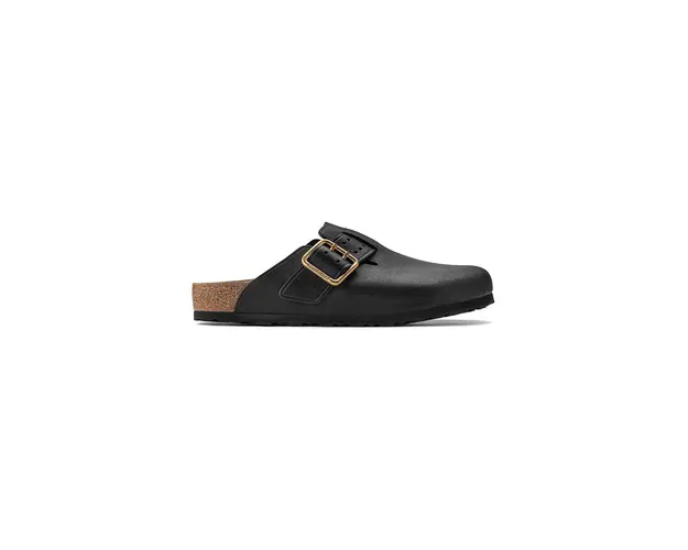 Birkenstock slapi de piele Boston Bold Gap barbati, culoarea negru, 1022577