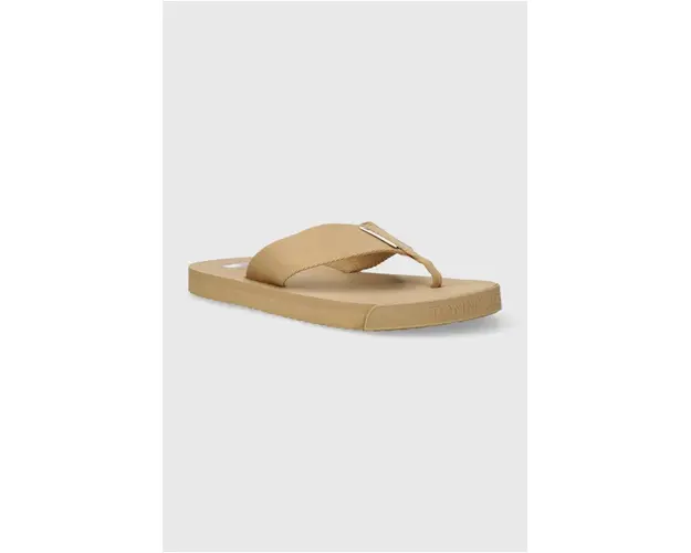 Tommy Jeans slapi TJM ELEVATED FLIP FLOP barbati, culoarea bej, EM0EM01393