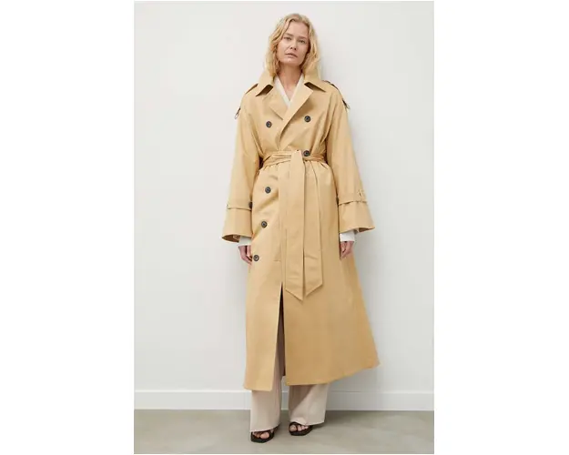 By Malene Birger palton femei, culoarea bej, de tranzitie, cu doua randuri de nasturi