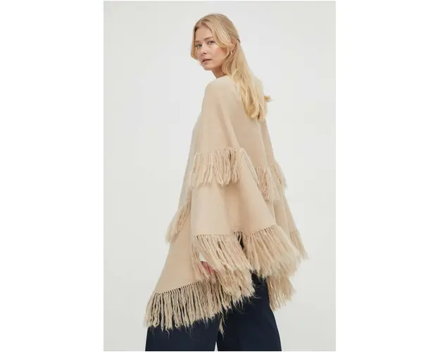 By Malene Birger poncho de lana culoarea bej