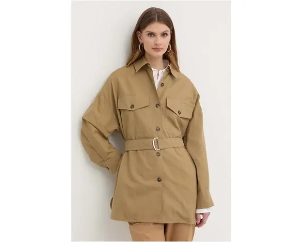 Weekend Max Mara palton cu un amestec de in culoarea bej, de tranzitie, oversize, 2415041082600