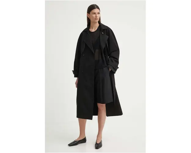AERON trenci din bumbac PIPPA culoarea negru, de tranzitie, oversize, AW24RSCO114473