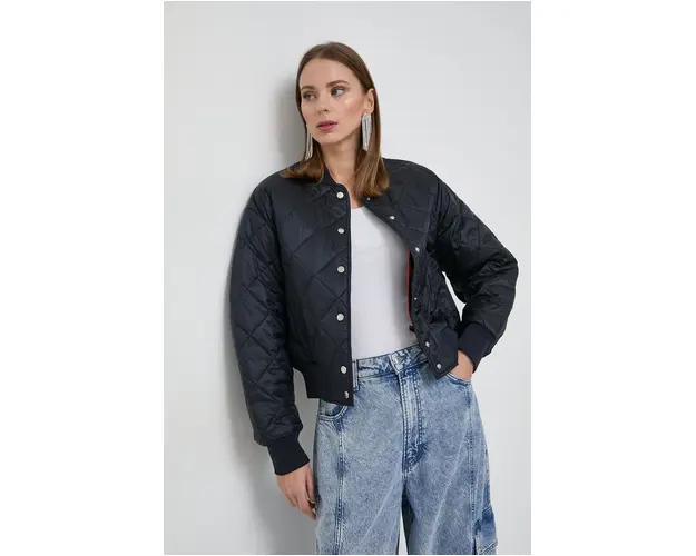 BOSS Orange geaca bomber femei, culoarea bleumarin, de tranzitie, oversize 50509257