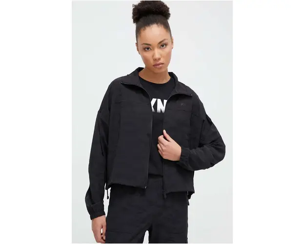 Dkny geaca femei, culoarea negru, de tranzitie, oversize