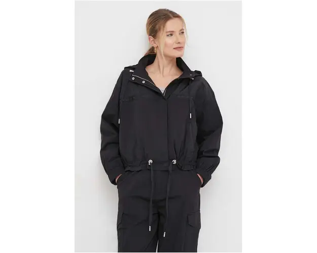 Dkny geaca femei, culoarea negru, de tranzitie