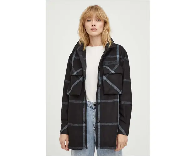 G-Star Raw geaca cu aspect de camasa culoarea negru, de tranzitie, oversize