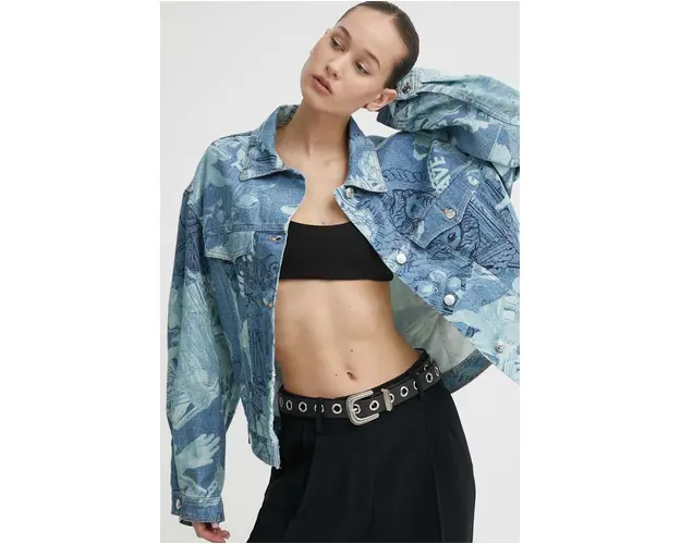 Iceberg geaca jeans femei, de tranzitie, oversize