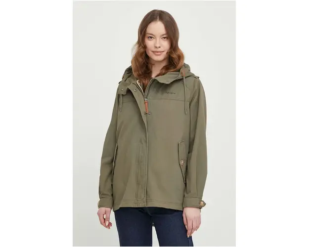 Pepe Jeans jacheta de bumbac culoarea verde, de tranzitie