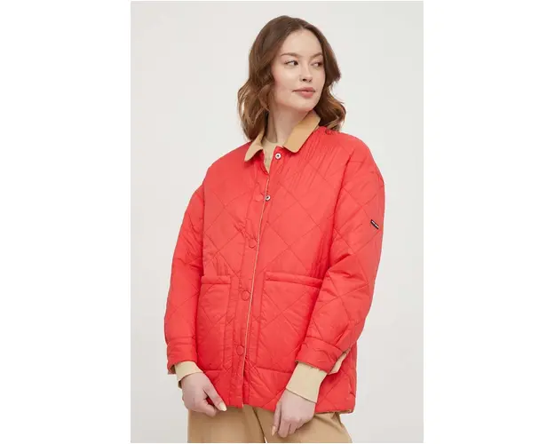 Pepe Jeans geaca cu doua fete femei, culoarea rosu, de tranzitie