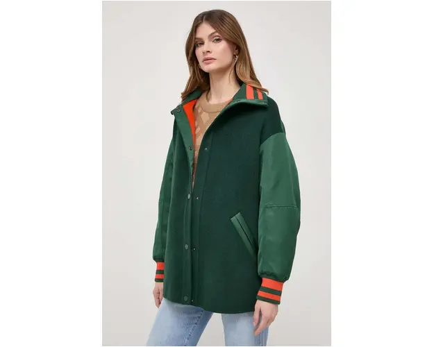 MAX&Co. geaca de lana culoarea verde, de tranzitie, oversize 2416080000000