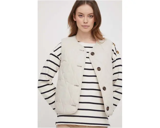 Barbour vesta femei, culoarea bej, de tranzitie