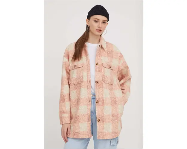 Roxy geaca cu aspect de camasa Over and Above culoarea roz, de tranzitie URJPF03008