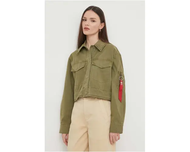 Alpha Industries jacheta de bumbac culoarea verde, de tranzitie, oversize