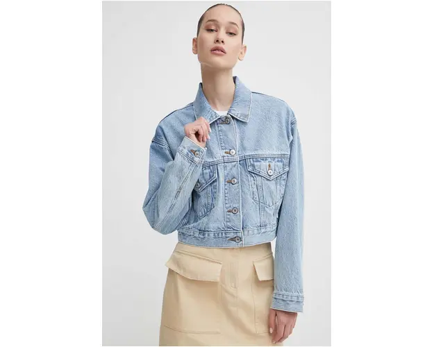 Abercrombie & Fitch geaca jeans femei, de tranzitie, oversize