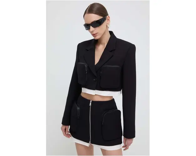 Miss Sixty sacou culoarea negru, un singur rand de nasturi, neted