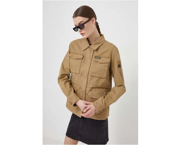 Superdry jacheta de bumbac culoarea verde, de tranzitie