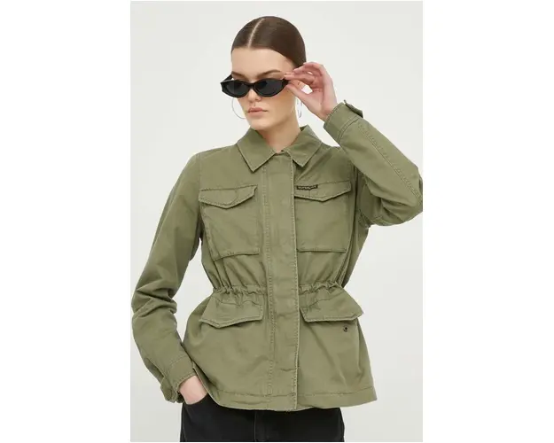 Superdry jacheta de bumbac culoarea verde, de tranzitie