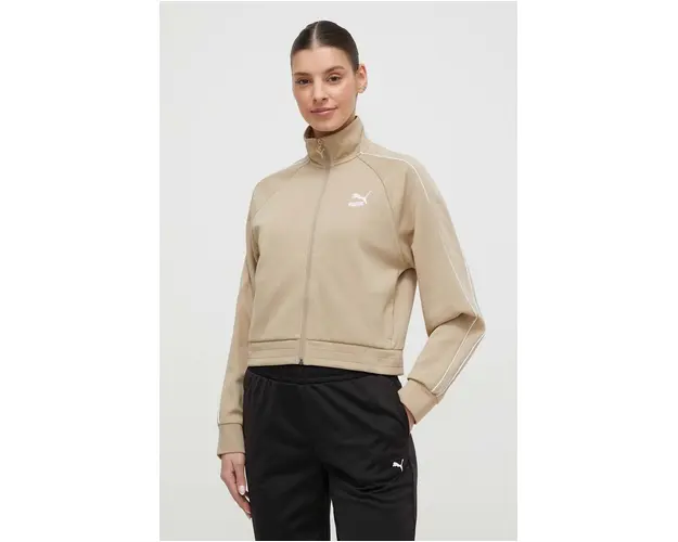 Puma bluza T7 femei, culoarea bej, uni 624211