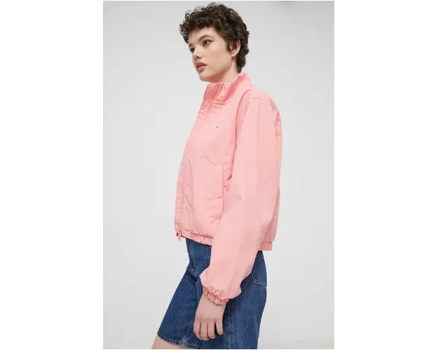 Tommy Jeans geaca femei, culoarea roz, de tranzitie DW0DW18139