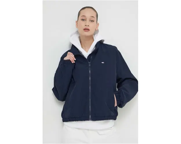 Tommy Jeans geaca femei, culoarea bleumarin, de tranzitie DW0DW18139