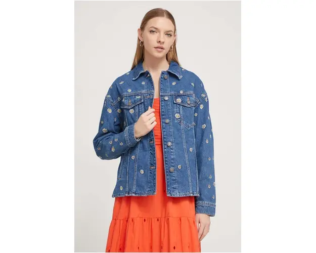 Desigual geaca jeans femei, de tranzitie, oversize