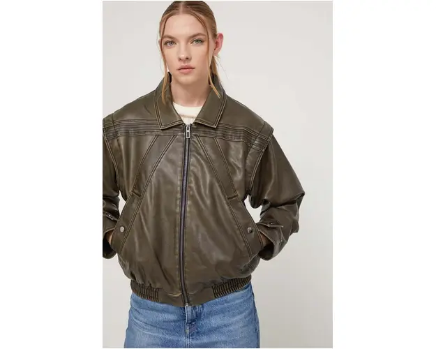 Desigual geaca femei, culoarea verde, de tranzitie, oversize