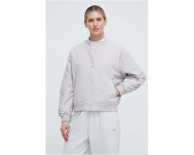 New Balance geaca bomber femei, culoarea gri, de tranzitie