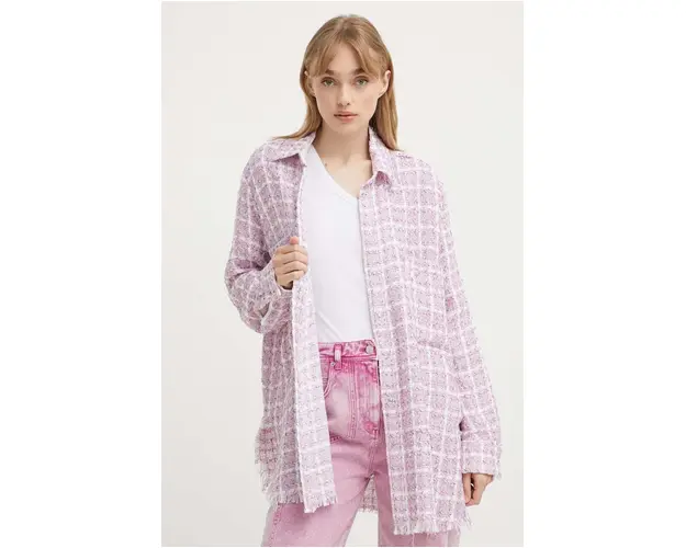 IRO camasa femei, culoarea violet, cu guler clasic, relaxed