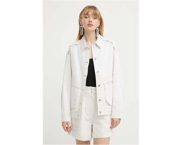 IRO geaca din amestec de in culoarea bej, de tranzitie, oversize