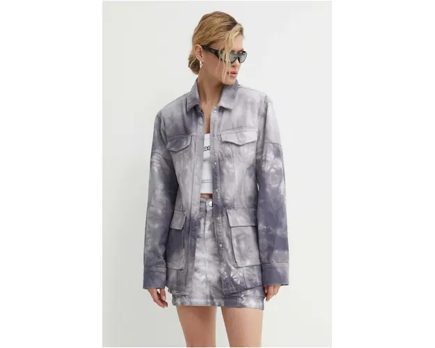 Gestuz geaca jeans femei, culoarea gri, de tranzitie, 10909055