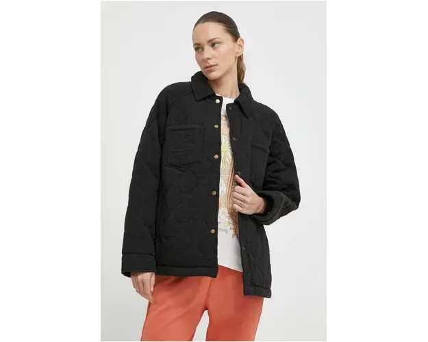 Rip Curl geaca femei, culoarea negru, de tranzitie, oversize