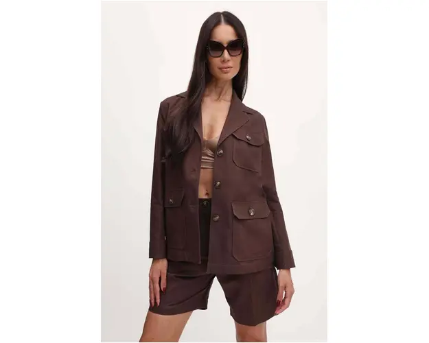 Weekend Max Mara geaca din amestec de in culoarea maro, de tranzitie, 2415041013600