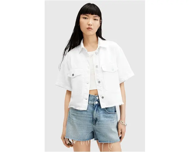 AllSaints geaca jeans TOVE SS DENIM SHIRT culoarea alb, de tranzitie, W113PA