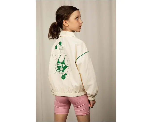 Mini Rodini geaca bomber pentru copii Weight lifting culoarea alb