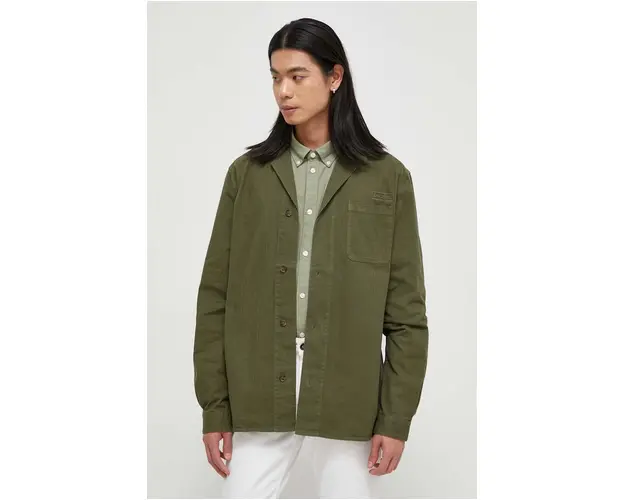 Les Deux camasa jeans barbati, culoarea verde, relaxed