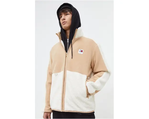 Tommy Jeans bluza barbati, culoarea bej, uni DM0DM17885