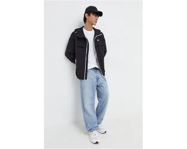 Tommy Jeans geaca barbati, culoarea negru, de tranzitie DM0DM17983