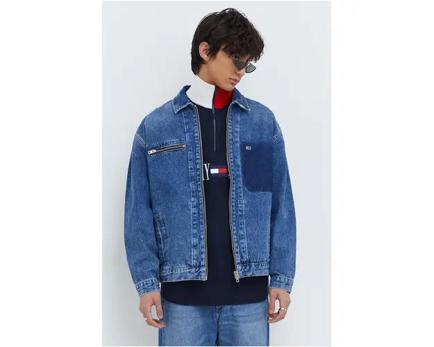 Tommy Jeans geaca de blugi din bumbac culoarea bleumarin, de tranzitie DM0DM18027