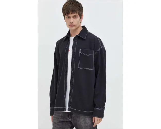 G-Star Raw geaca cu aspect de camasa culoarea negru, de tranzitie