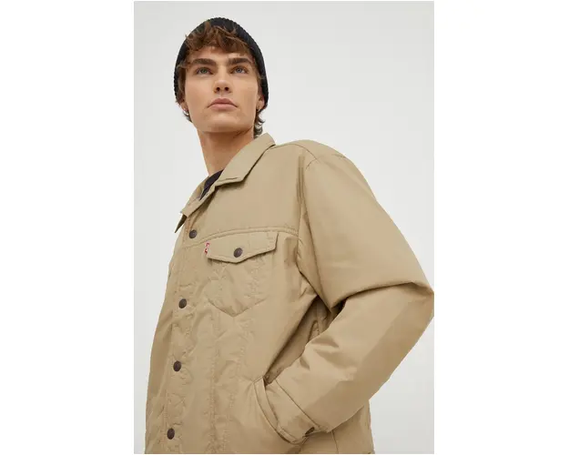 Levi's geaca barbati, culoarea bej, de tranzitie, oversize