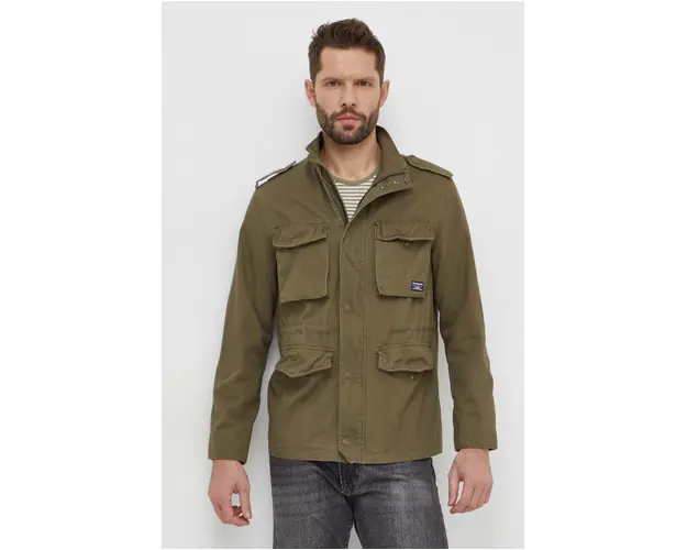 Pepe Jeans jacheta de bumbac culoarea verde, de tranzitie